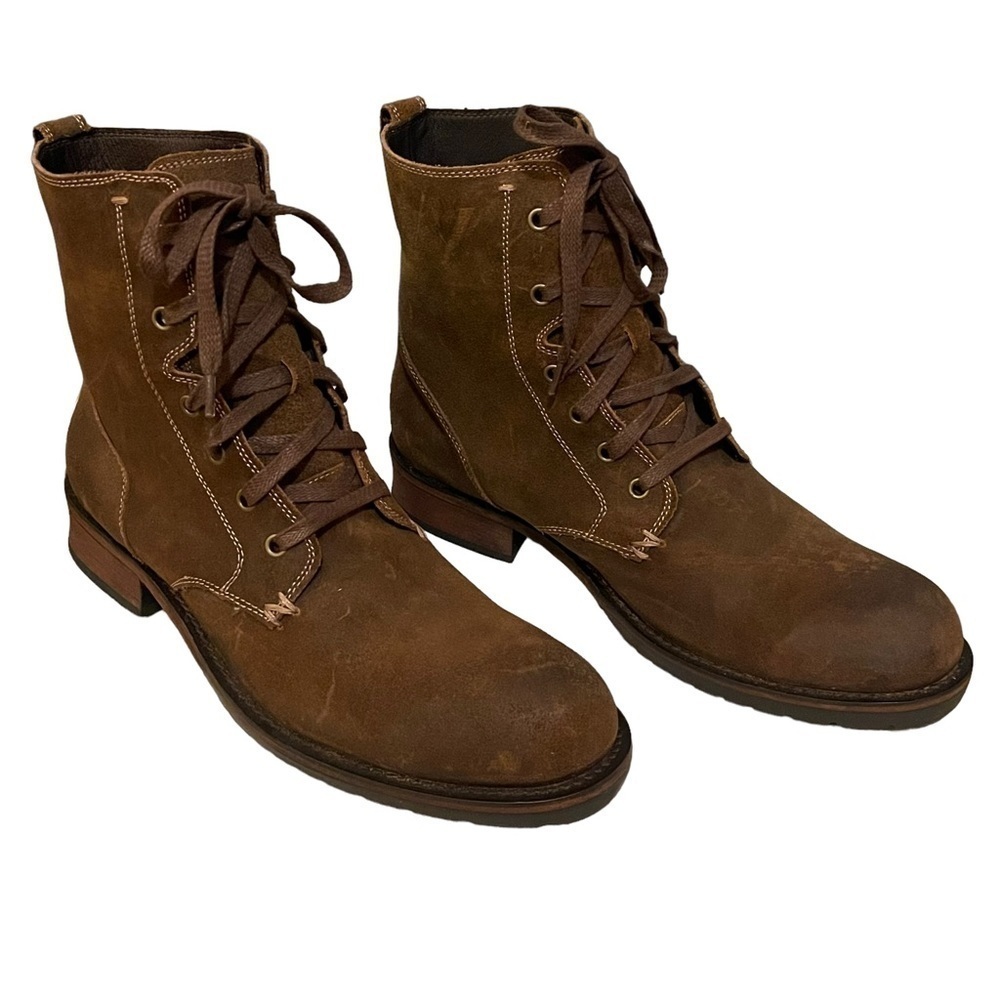 John Varvatos USA Men’s Suede Brown Leather Lace Up Mid‎ Shaft Boots Size 11.5